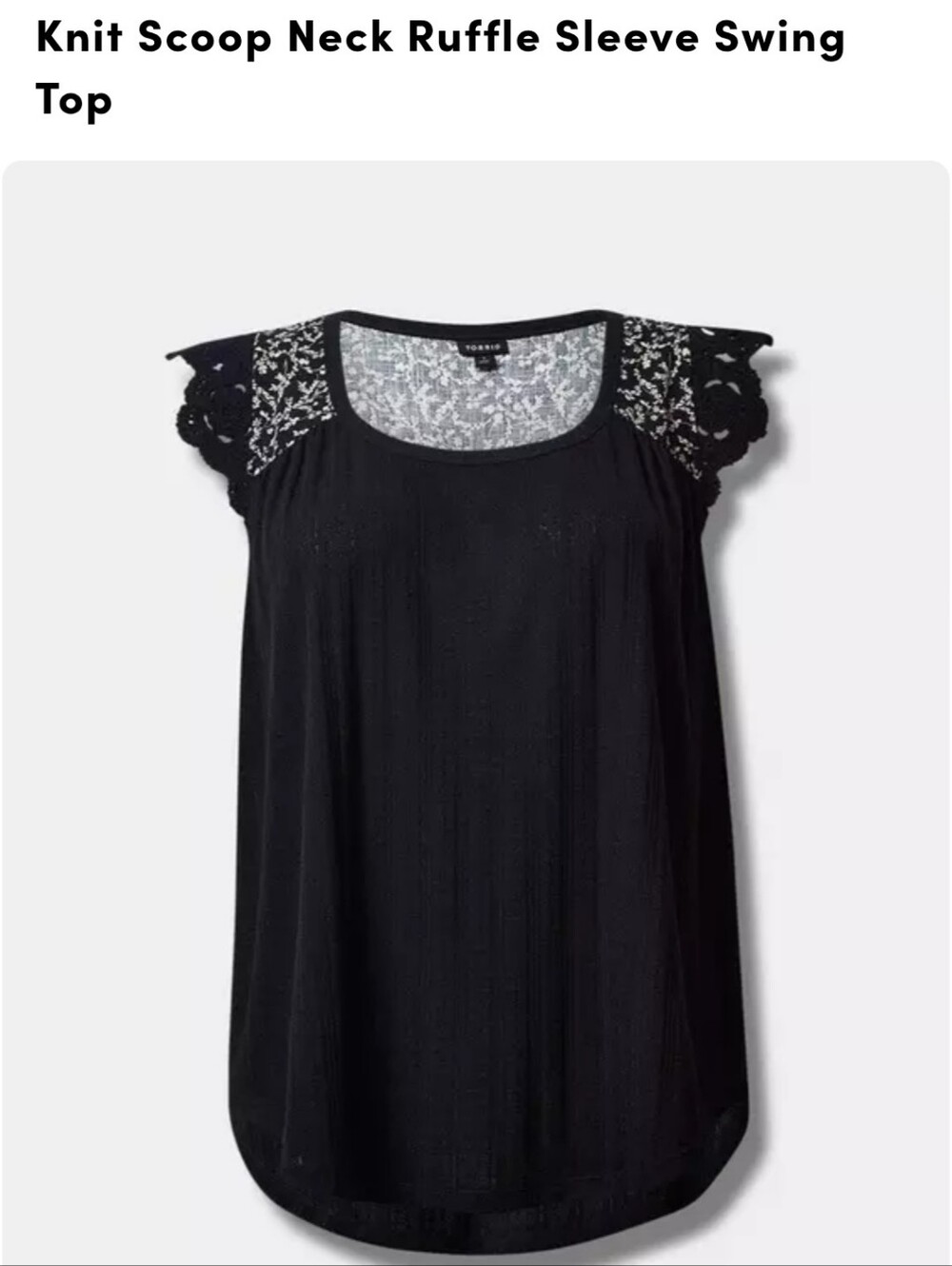 torrid Black Knit Scoop Neck Ruffle Sleeve Swing Top